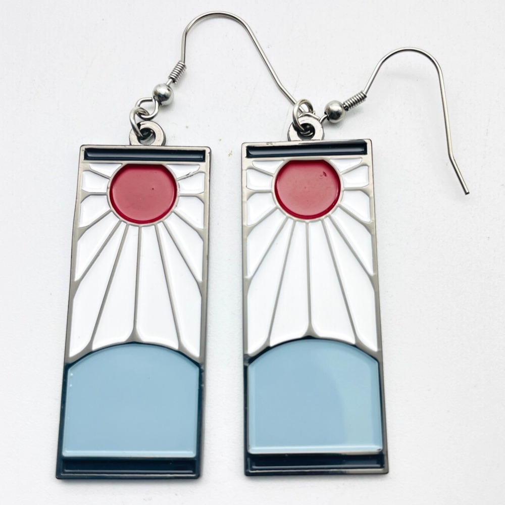Demon Slayer Rising Sun Earrings Anime Cosplay Dangle Pierced Fan Jewelry